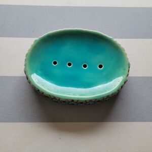 Cost Plus World Market Teal Ceramic Soap Holder